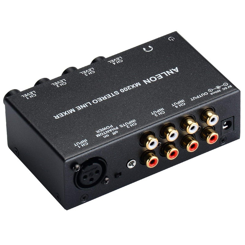 ANLEON Stereo Line Mixer four channel mixer, microphone XLR RCA mixes audio - Image 2